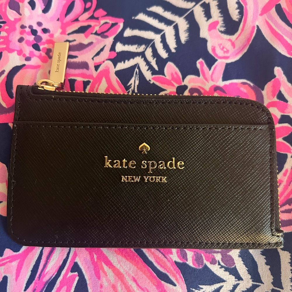 Kate Spade Slim Black Wallet/Card Case Saffiano Leather EUC